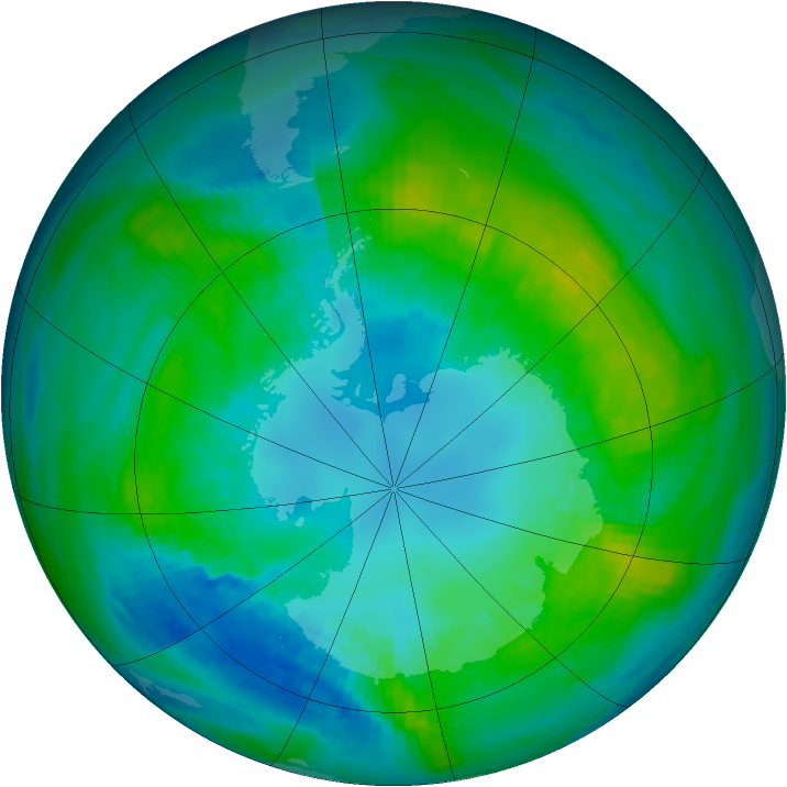 Antarctic ozone map for 20 April 1979